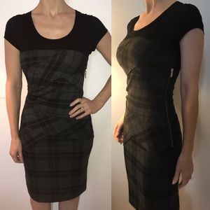 BCBGMAXAZRIA Plaid Short Sleeve Dress Size 2
